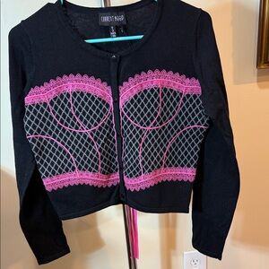 Black Cardigan with faux corset